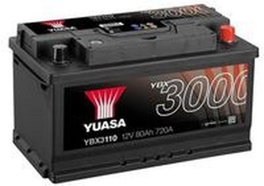 Batterie YUASA 80ah + droite 317x175x175