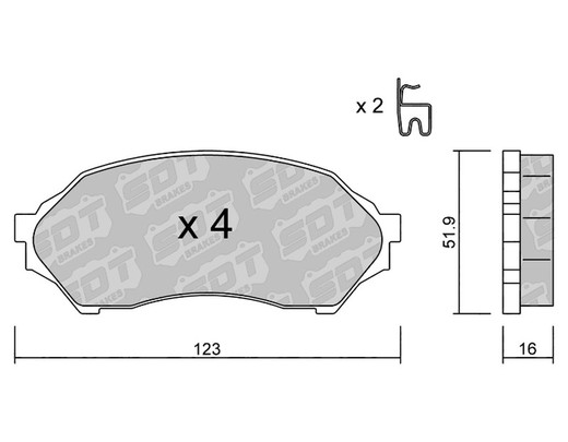 Pastilhas de freio SDT FDHP 1050 2186600